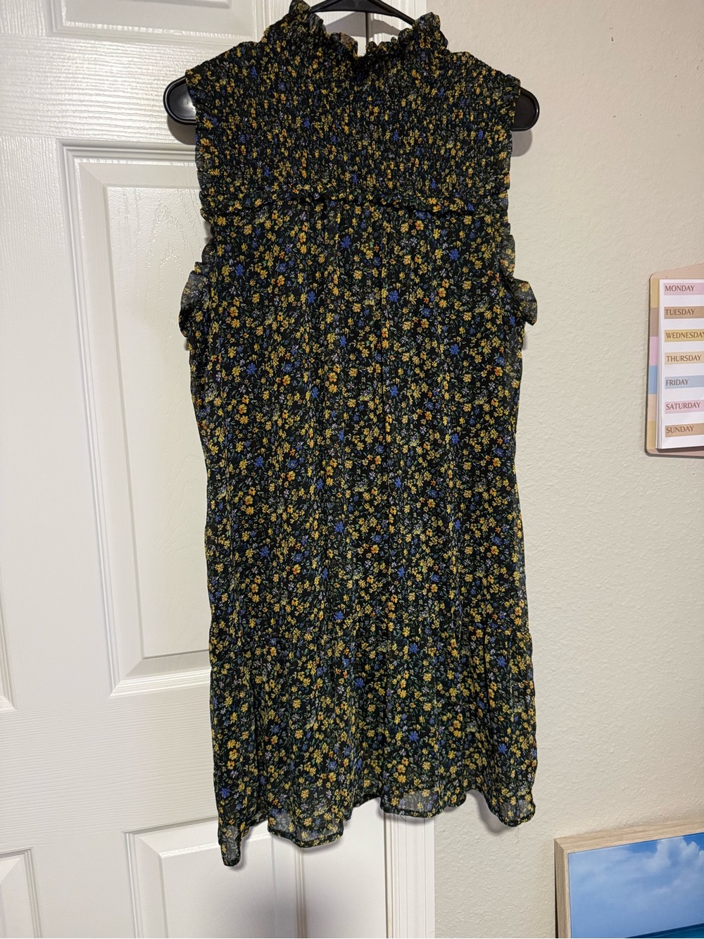 wild fable Black Floral Smocked Midi Dress